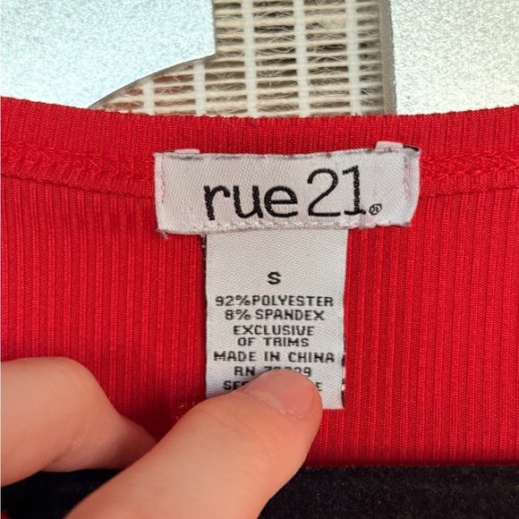 Rue21 Vibrant Red Button-Up Bodysuit - Picture 5 of 6